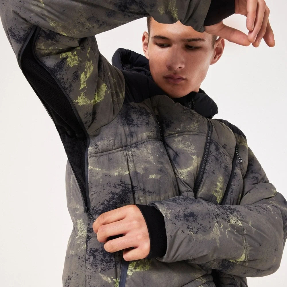 Men Size 2XL Oakley TC Ryykinn Ski & Snowboard Oxidation Print Green Jacket *NEW